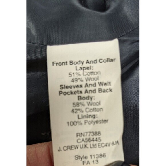 Wmn's J.CREW Contrasting Knit Wool/Cotton Blend Single Button Blazer Gray/Navy 6 - Picture 11 of 11